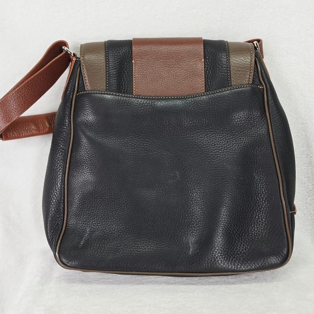 Cole Haan Village Tri Color Messenger Bag Womens Medium Black Brown Leather
